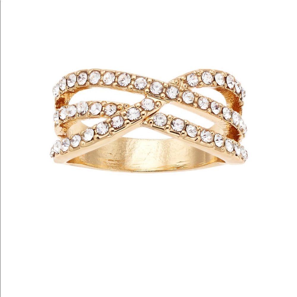 Occasion/Gold Tone Crisscross with diamond Ring
